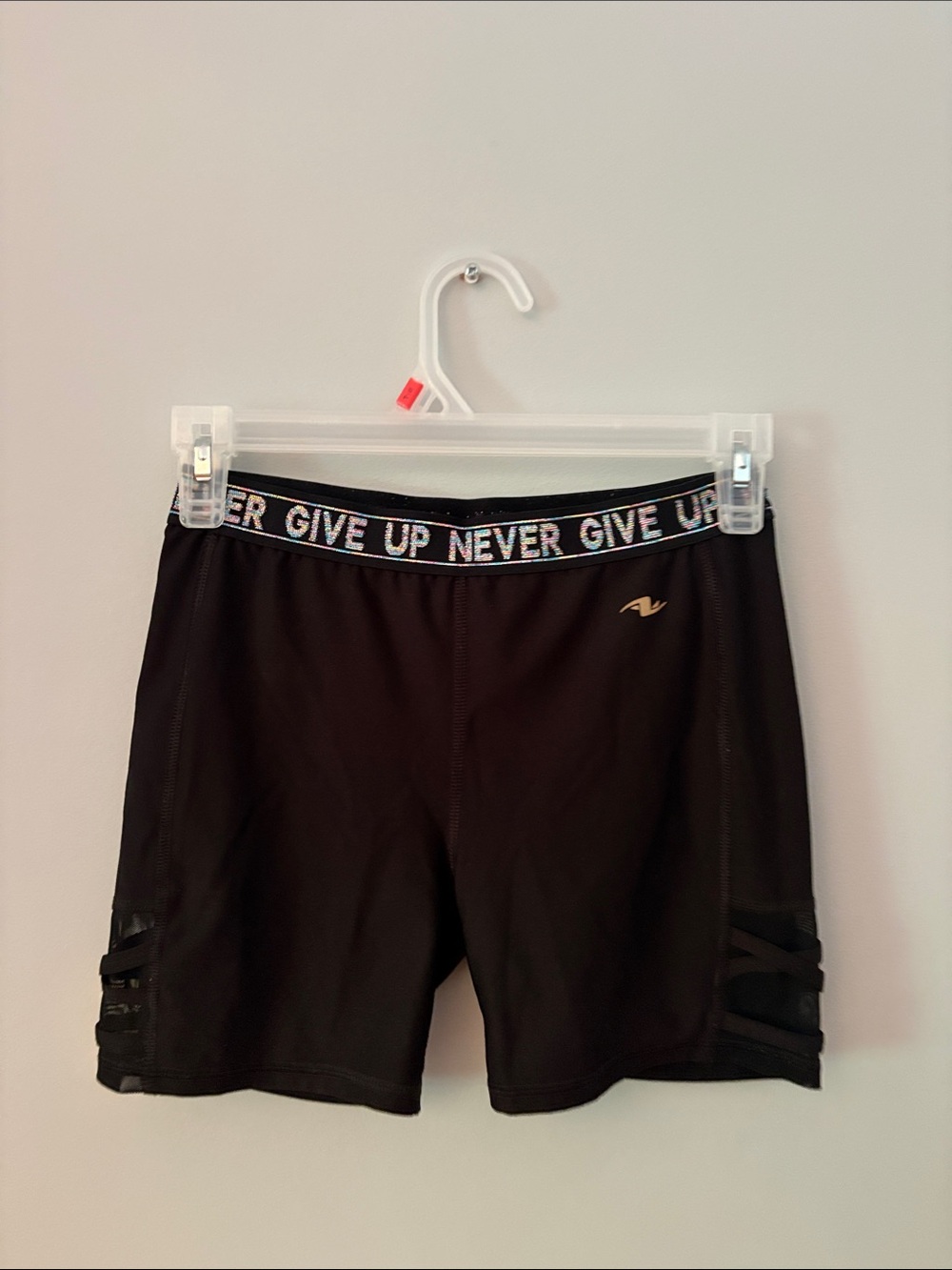 Athletic Works Black Kids Motivational Waistband Athletic Shorts